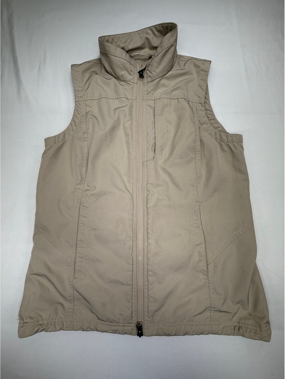 Orvis Women's Utility Vest Full Zip Multi-Pockets Travel Work Size Small Beige